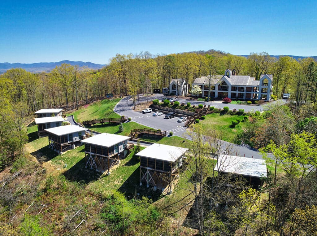 Aerial photo of Virginia's Iris Inn and Cottages